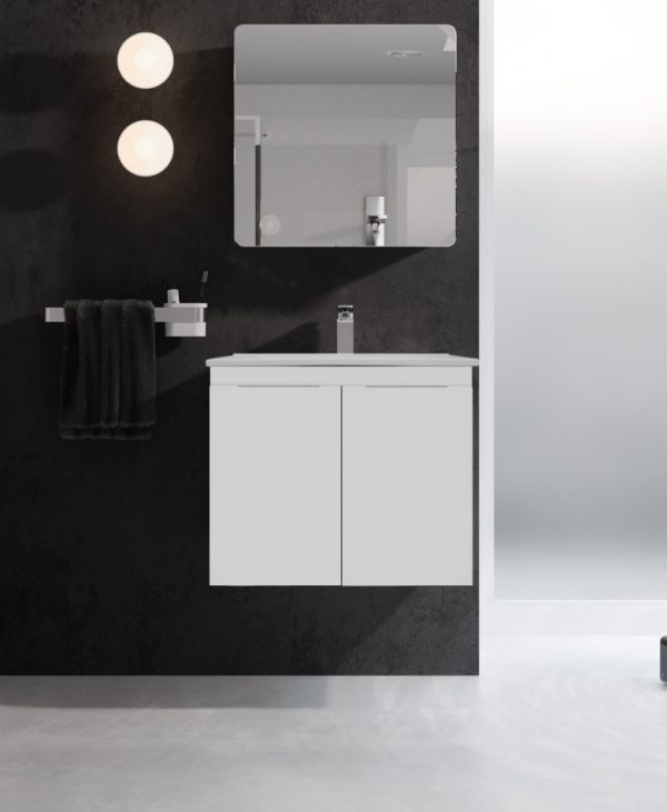 Mueble de Baño Blanco con Encimera, 2 Puertas Sonia